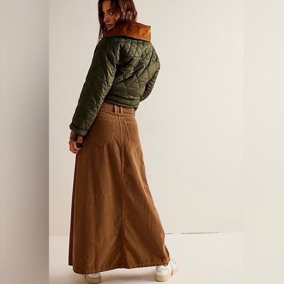 Free People We The Free Come As You Are Cord Maxi Skirt ✨ Cocoa Size 2 - Picture 5 of 12